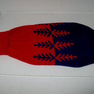 DOGGIDUDS WARM DOG SWEATER Size 18 100% Acrylic Red & Navy MADE WELL A